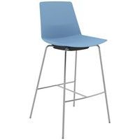 Tabouret haut CLUE coque polypro bleu 4 pieds chromés - Image principale