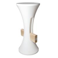 Tabouret Tambar polyéthylène blanc et repose pied bois - Image principale
