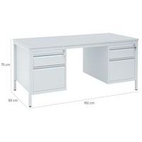 Bureau base Line 2 caisons 4 tiroirs 160x80 cm - Image 4
