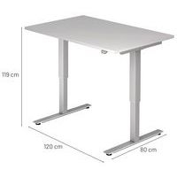 Bureau droit hauteur réglable électrique Evol 120 x 80 cm Plateau Gris - Image 3