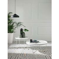 Table basse Bruno Ø 90 cm plateau Blanc pied métal Blanc - Image 2