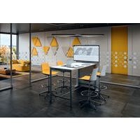 Table réunion haute Creo 160x80 cm pied 9006 Alu plateau chêne - Image 2