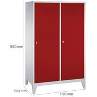 Vestiaire sur pieds pour 2 personnes, rouge - Image 3