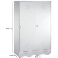 Vestiaire sur socle pour 2 personnes, gris clair - Image 4