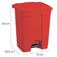 Poubelle plastique agroalimentaire 45 L rouge - Image 4