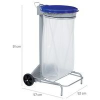 Support roulant pour sac poubelle de tri 110 L couvercle bleu - Rossignol - Image 3