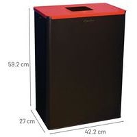 Poubelle de tri métal 60 L Gris / Rouge - Image 2