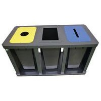 Station tri sélectif triple avec poubelle plastique 60L - Image 2