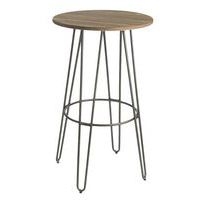 Table Bouchon Ø 60 cm ht 108 cm piet. alu /plateau bois vieilli - Image principale