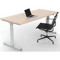 Bureau droit Inesa avec pied réglable en T Chêne 180 cm - Image 4