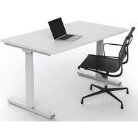 Bureau droit Inesa avec pied réglable en T Blanc 140 cm - Image 3
