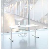 Bureau droit Inesa avec pied réglable en T Blanc 180 cm - Image 2