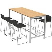 Table de réunion haute Jona Plateau Chêne Long  : 200 cm - Image 5