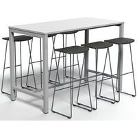 Table de réunion haute Jona Plateau  Blanc Long  : 160 cm - Image 2