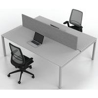 Bureau droit Bench 2 places Inesa Blanc 220 cm - Image 5