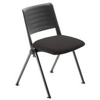 Lot 4 chaises Match piètement noir dossier polypropylène noir assise tissu noir - Image principale