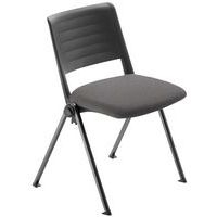 Lot 4 chaises Match piètement noir dossier polypropylène noir assise tissu gris - Image principale