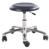 Tabouret enseignant en maternelle assise verte pied alu avec roulettes - Image 2