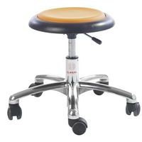 Tabouret enseignant en maternelle assise verte pied alu avec roulettes - Image 3