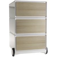 Caisson mobile Easy Office 3 tiroirs de rangement coloris blanc/hêtre - Image principale