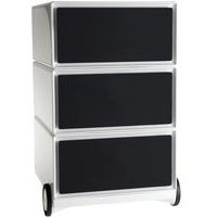 Caisson mobile Easy Office 3 tiroirs de rangement coloris blanc/noir - Image principale