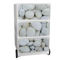 Caisson mobile Easy Office 4 tiroirs rangement corps blanc décor Galets - Image principale