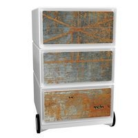 Caisson mobile Easy Office 4 tiroirs rangement corps blanc décor Rouille - Image principale