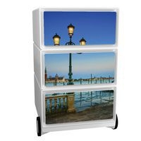 Caisson mobile Easy Office 3 tiroirs rangement corps blanc décor Lagune - Image principale