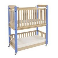 Lit crèche Duo double niveau 100 x 50 cm - piétement bleu - Image principale