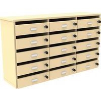 Meuble Octet courrier à poser 3 colonnes 15 cases portes boite aux lettres beige - Image principale
