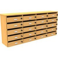 Meuble Octet courrier à poser 4 colonnes 20 cases portes boite aux lettres hêtre - Image principale