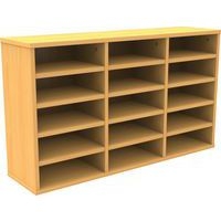 Meuble Octet courrier à poser, 3 colonnes, 15 cases, sans portes, coloris hêtre - Image principale