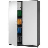 Armoire bois Sirius portes battantes Largeur 120 cm Perle/anthracite - Image principale