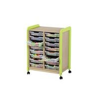 Meuble sur roulettes 2 colonnes 24 casiers Lili hauteur 137 cm coloris vert - Image 3