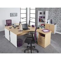 Bureau Asymétrique pied panneau retour à droite 160 cm Hêtre/alu - Image principale