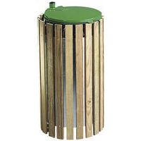 Collecteur caréné bois 100 L sur potelet + couvercle - Image principale