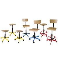 Chaise réglable de 43 à 63 cm par vérin à gaz, piétement jaune sur roulettes - Image 3