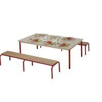 Table Chloé rectangulaire, plateau beige, 4 pieds - Mobidecor - Image 2