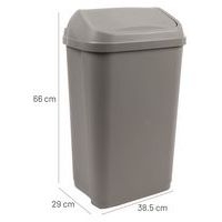 Poubelle à couvercle basculant 50L - Gris - Image 2