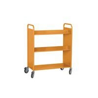 Chariot à livres double face,4 tablettes inclinées + 1 droite - orange RAL 2004 - Image 4