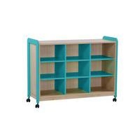 Meuble Lili 3 colonnes 9 niches avec roulettes hauteur 98 cm coloris turquoise - Image principale