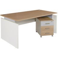Pack bureau droit Linéo Chêne + caisson mobile Simmob - Image 5