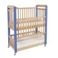Lit crèche Duo double niveau 100 x 50 cm - piétement bleu - Image 3