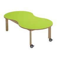 Table Lili avec roulettes piétement hêtre plateau cacahuète - Image 2