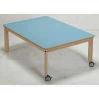 Table Lili roulettes piétement hêtre plateau rectangulaire couleur - Image 3
