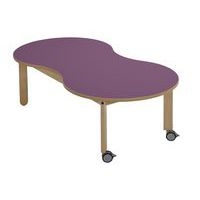 Table Lili avec roulettes piétement hêtre plateau cacahuète - Image 4