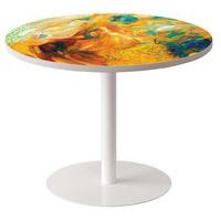 Guéridon bas Easy Office pied métal Ø 80 cm plateau coloris décor Camaïeu - Image principale