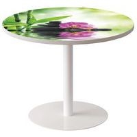 Guéridon bas Easy Office pied métal Ø 80 cm plateau coloris décor Bambou - Image principale