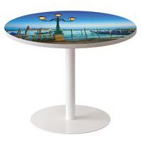 Guéridon bas Easy Office pied métal Ø 80 cm plateau coloris décor Lagune - Image principale