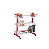 Chariot à livres Zédia coloris rouge RAL 3000 - Image 3